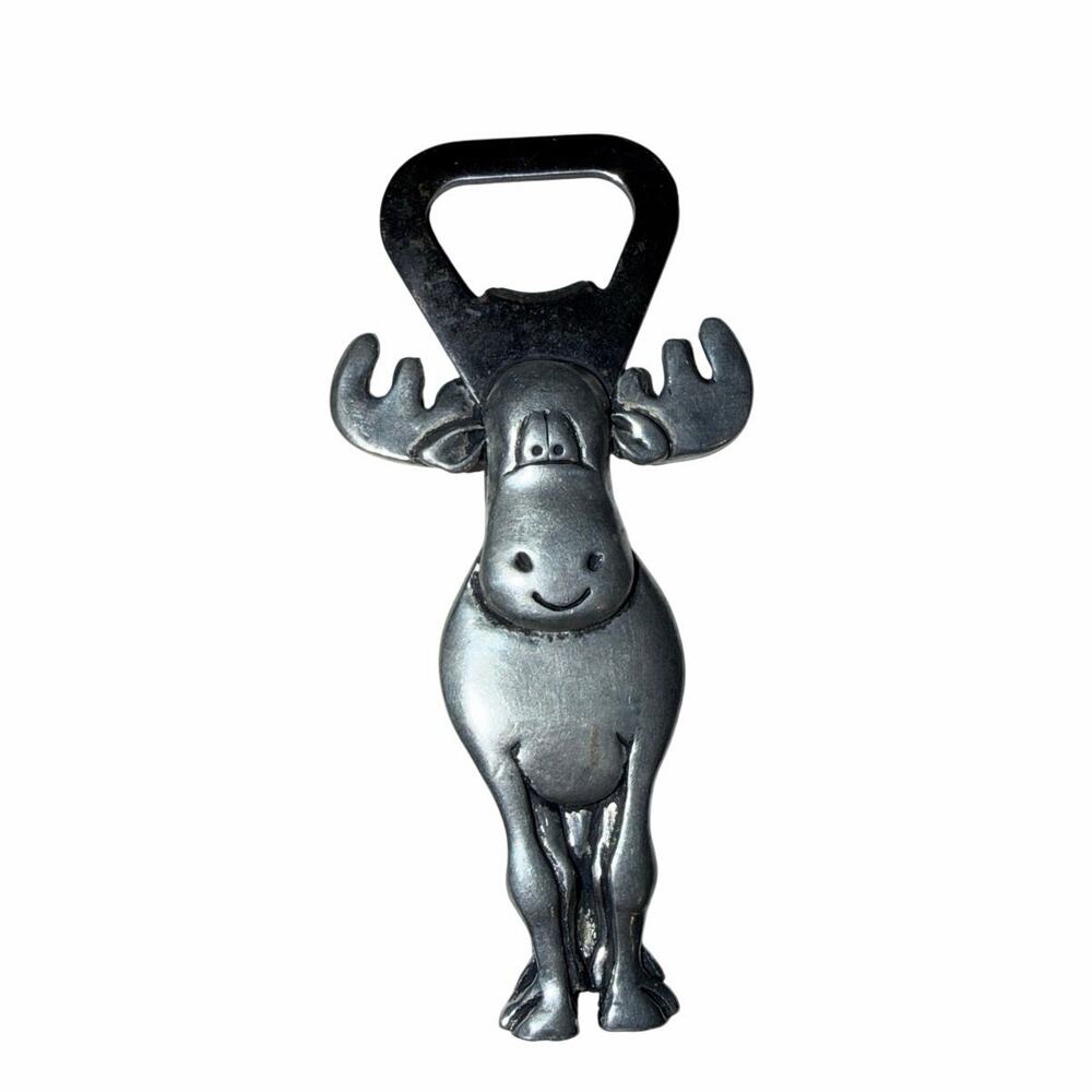 Basic spirit stainless steel pewter moose bottle opener rustic cabincore Canada